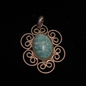 Elegant gold tone and Amazonite Pendant